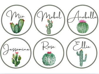 Editable Cactus Name Labels | Classroom Name Tags | Desk Labels | Cactus Classroom Theme