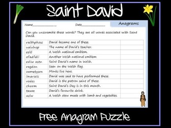 Saint David's Day Anagram Puzzle