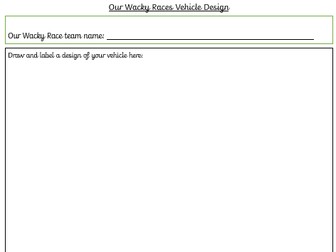 KS1 D&T Wacky Races Vehicle Design Sheet