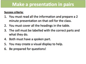 KS3 Cells & Organisation 10-11 Specialised Cells