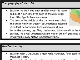AQA America: Expansion and Consolidation revision guide for class led activity or independent study