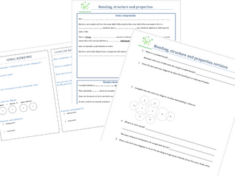 GCSE Chemistry Bonding Revision Bundle - revision sheets and question pack all with answers