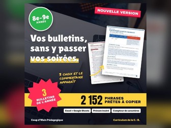 French Report Card Comment Generator BC Grades 8-9 | Commentaires de bulletin