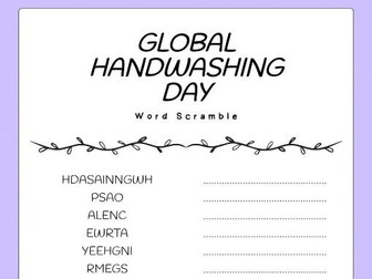 Global Handwashing Day word scramble puzzle worksheet Activity