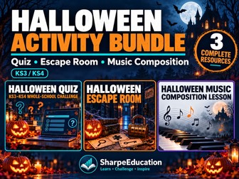 Halloween Activity Bundle | KS3/KS4 Quiz, Escape Room & Music Composition