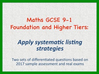 Maths GCSE 9-1 Counting Problems Foundation and Higher Tiers