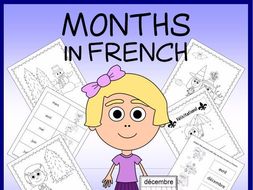 French Months Vocabulary Sheets, Printables, and Matching Game