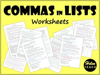 Commas in Lists Worksheets | Differentiated | With Answers
