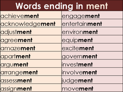 Suffix ment Word Mat - Year 2 Spelling