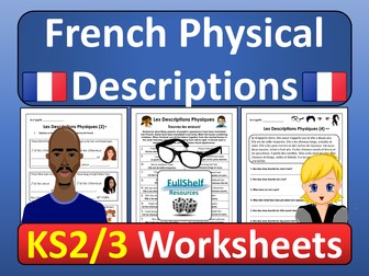 French Physical Descriptions Worksheets