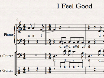 I Feel Good - easy Sibelius arrangement for BTEC or GCSE