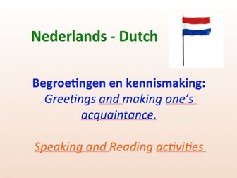 Introduction and Greetings in Dutch.