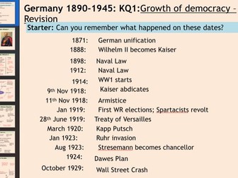 AQA History, Germany 1890-145; Complete Revision Lesson Set