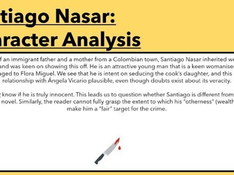 A Level Spanish: Santiago Nasar Character Analysis