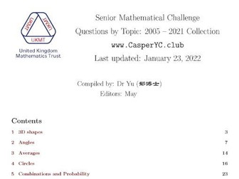 UKMT Senior Mathematical Challenge - Questions by topic