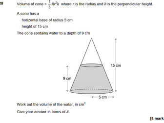 Volumes of Spheres & Cones - GCSE Maths Exam Questions