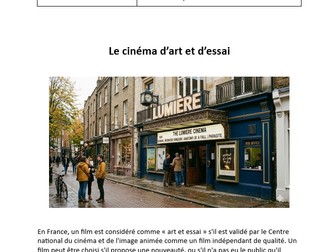 AQA French A Level stimulus card - Le cinéma d’art et d’essai