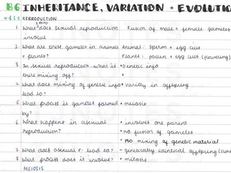 Grade 9  Inheritance, variation & Evolution Biology Paper 2 Combined Higher AQA Specification notes