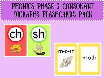 Phonics Consonant Digraphs Flashcard Pack (ch, sh, th, ng)