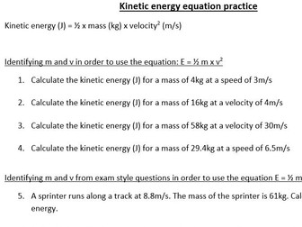 Kinetic energy calculations