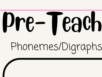 Pre Teach Sheet for 1:1 Reading