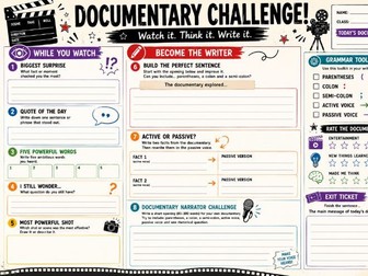 Documentary Challenge Worksheet | KS3 English | Grammar & Writing