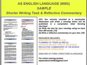 SAMPLE REFLECTIVE COMMENTARY OF A TRAVELOG: CAIE AS ENGLISH LANGUAGE (9093)