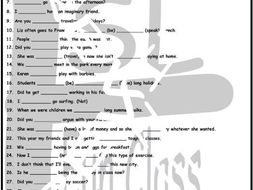 Used To Be versus Used To 1 Page BW Worksheet