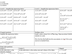 Adding, subtracting, multiplying and dividing standard form - worksheet ...