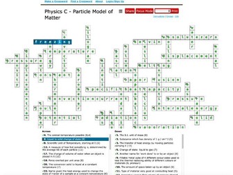 Particle Model of Matter eCrossword - AQA GCSE Physics -