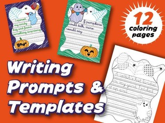Writing Prompts and Templates – Cute Ghosts & Pumpkins