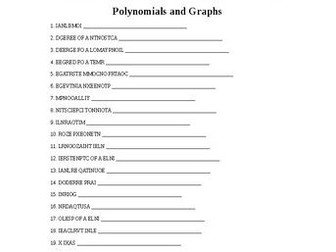 Polynomials and Graphs Word Scramble for a Pre. Algebra Course