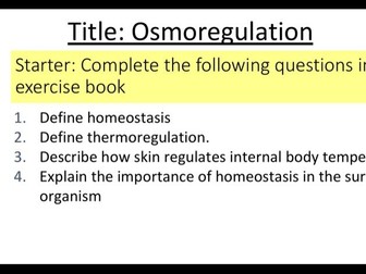 Osmoregulation Higher Lesson