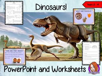 Dinosaurs   -  PowerPoint and Worksheets  STEAM Lesson