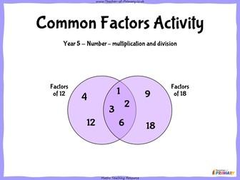 Common Factors Activity - Year 5