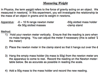 Force of Gravity Experiment