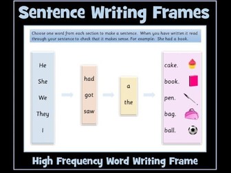 Sentence Writing - High Frequency Word Writing Frame