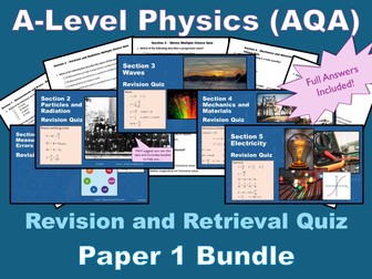 AQA A-Level Physics Paper 1/Year 12 Quiz Bundle