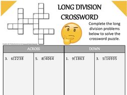 Long Division and Multiplication Crossword Puzzle Teaching Resources Long Division and Multiplication Crossword Puzzle Teaching Resources