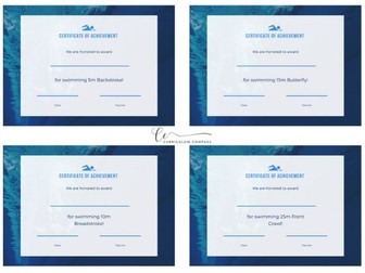 Simple Blue Water Swimming Certificates - Stroke Awards
