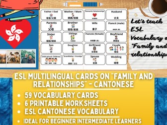 ESL Multilingual Vocabulary Flashcards on "Family and Relationships" - Cantonese