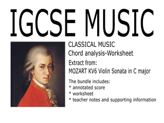 IGCSE Music - Classical music - Chord analysis - Mozart KV6 - Bundle