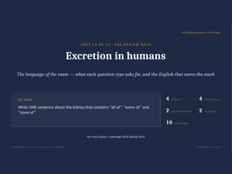 IGCSE Biology 0610 U13 Excretion in humans — EAL