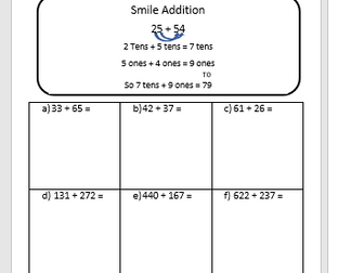 2-digit addition (smile addition)