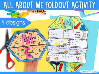 All about me folding worksheet activity for back to school first day or week