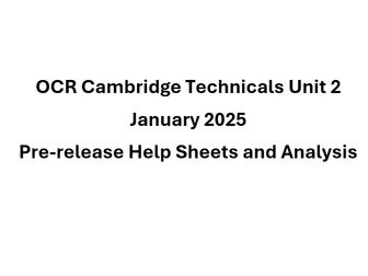 Cambridge Technicals in IT Pre-release Level 3 Help Sheets Unit 2 January 2025