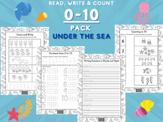 Under the Sea | Read, Write and Count 0 to 10 Pack