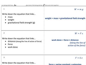 GCSE Physics/ Science flash cards (suitable to make at home)