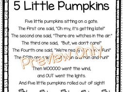 5 Little Pumpkins Printable Poem for Kids