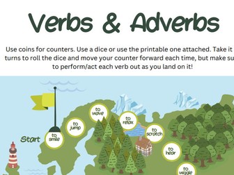 Verbs and Adverbs Board Game KS2 SATs GCSEs 11plus Grammar English Learning